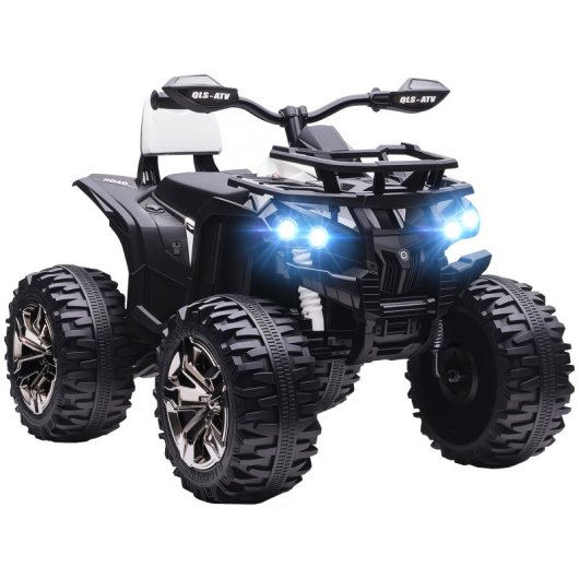 Homcom Quad Eléctrico Para Niños 12v Con 2 Motores 3–8 Km/h Música Faros Blanco