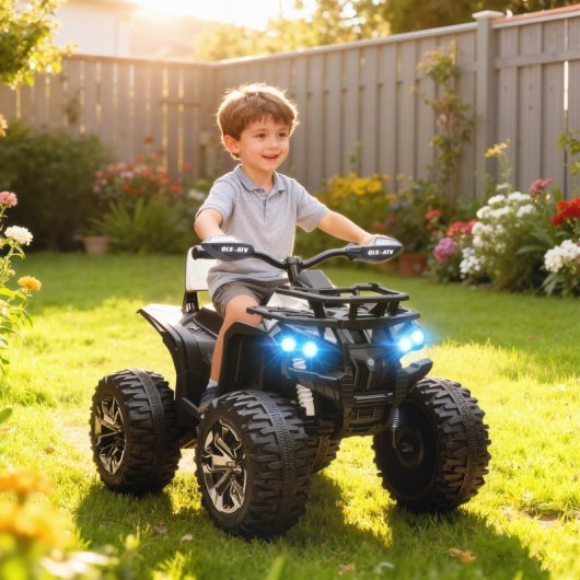 Homcom Quad Eléctrico Para Niños 12v Con 2 Motores 3–8 Km/h Música Faros Blanco