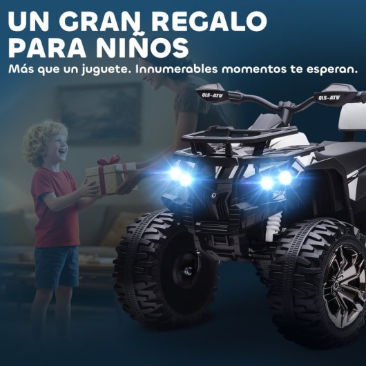 Homcom Quad Eléctrico Para Niños 12v Con 2 Motores 3–8 Km/h Música Faros Blanco