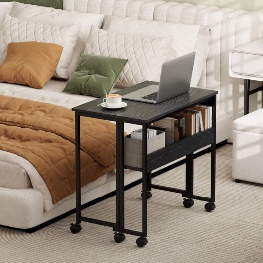 Homcom Escritorio Plegable Con Ruedas 80x50x75 Cm Negro