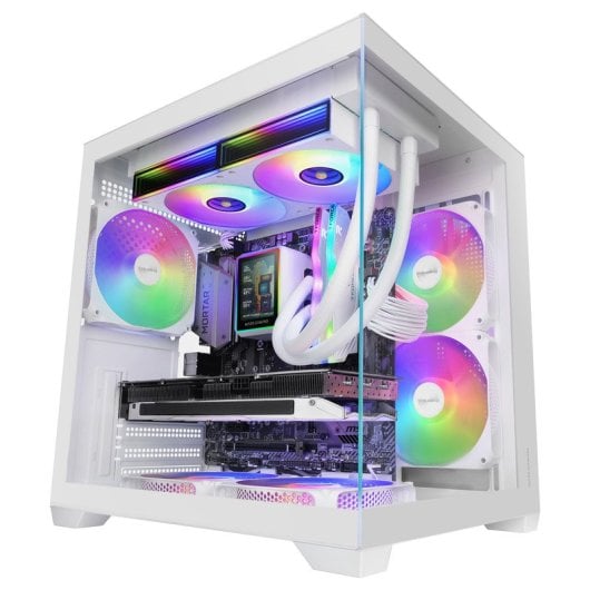 Mars Gaming Mc-view3 Caja  Microatx Cristal Templado Panorámico 3x Ventiladores Argb 120mm Blanco