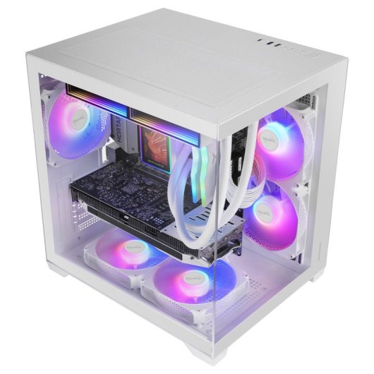 Mars Gaming Mc-view3 Caja  Microatx Cristal Templado Panorámico 3x Ventiladores Argb 120mm Blanco