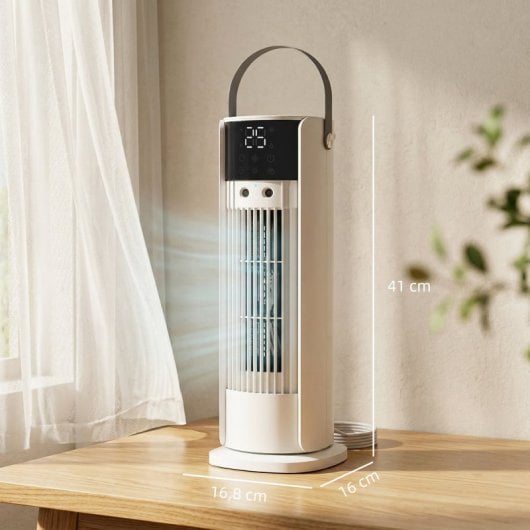 Homcom Ventilador De Escritorio Con Niebla, Luz Rgb 3 Velocidades Oscilación