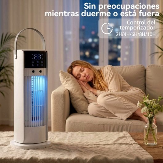 Homcom Ventilador De Escritorio Con Niebla, Luz Rgb 3 Velocidades Oscilación