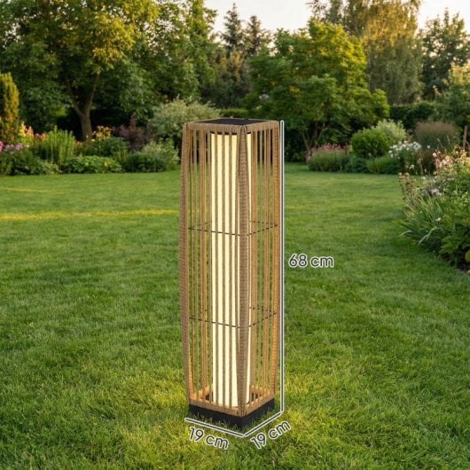 Outsunny Linterna De Jardín De Ratán Solar Luces Encendido Y Apagado Automático