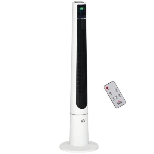 Homcom Ventilador De Torre On Control Remoto 3 Velocidades 3 Modos Blanco