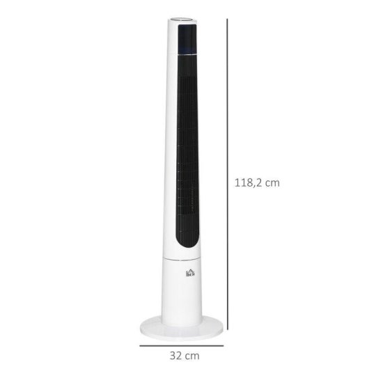 Homcom Ventilador De Torre On Control Remoto 3 Velocidades 3 Modos Blanco