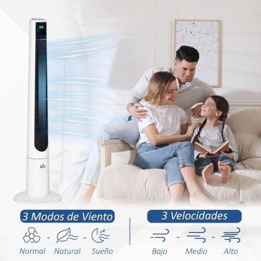 Homcom Ventilador De Torre On Control Remoto 3 Velocidades 3 Modos Blanco