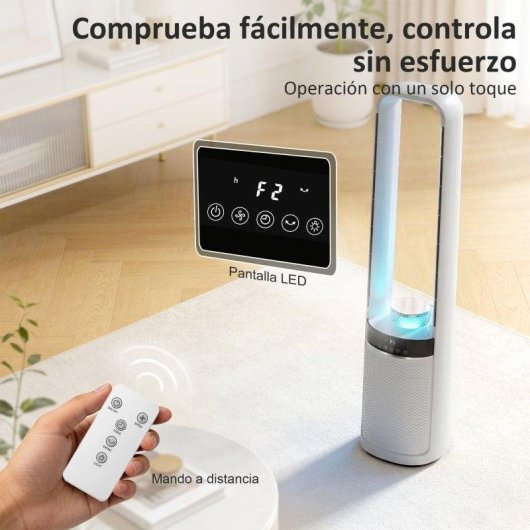 Homcom Ventilador De Torre Silencioso Con Luces Led De 4 Colores Blanco