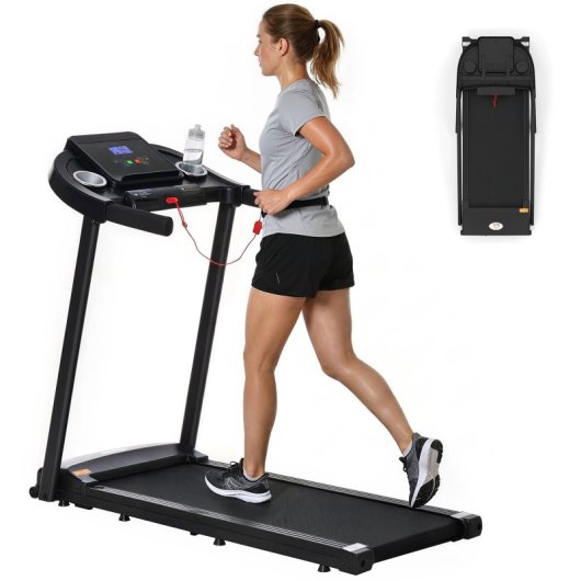 Homcom Cinta De Correr Para Casa 1-12 Km/h 1,5hp Con 12 Programas Ruedas Negro