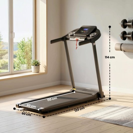 Homcom Cinta De Correr Para Casa 1-12 Km/h 1,5hp Con 12 Programas Ruedas Negro