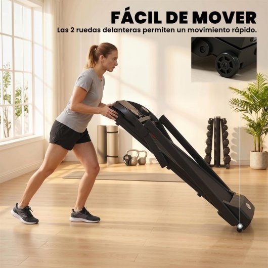 Homcom Cinta De Correr Para Casa 1-12 Km/h 1,5hp Con 12 Programas Ruedas Negro