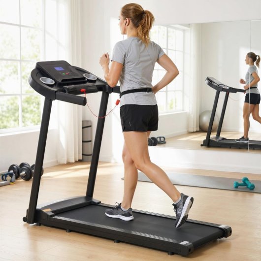 Homcom Cinta De Correr Para Casa 1-12 Km/h 1,5hp Con 12 Programas Ruedas Negro