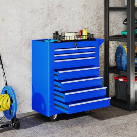 Durhand Carro De Herramientas Con 7 Cajones Cerraduran Ruedas Azul
