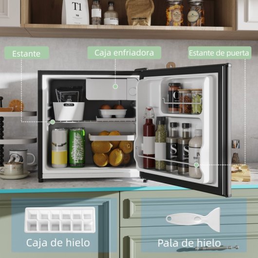 Homcom Mini Nevera 46l Clase E Con Ajuste Temperatura Y Puerta Reversible Plata