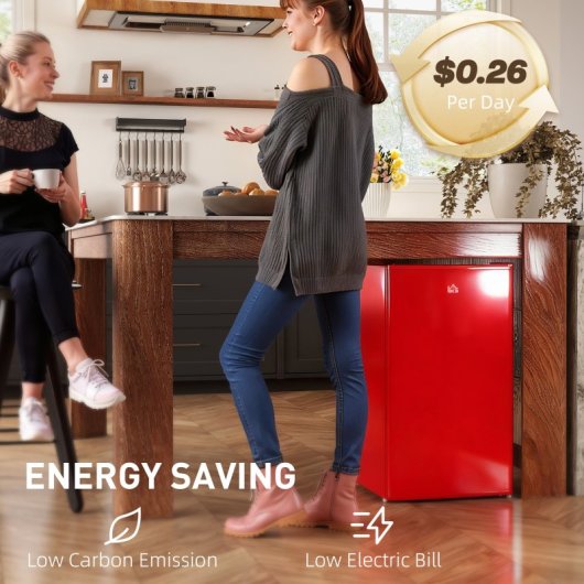 Homcom Nevera Pequeña Congelador 91l Silencioso Temperatura Regulable Rojo