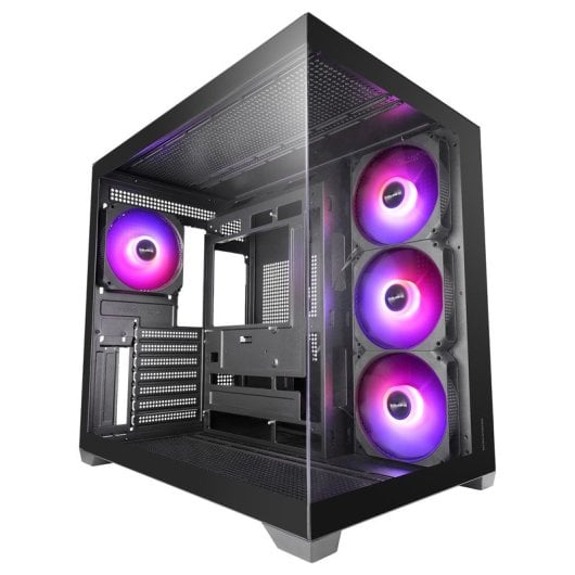 Mars Gaming Mcv5, Caja Pc Atx, Cristal Templado Panorámico, 4x Ventiladores Argb 120mm Negro