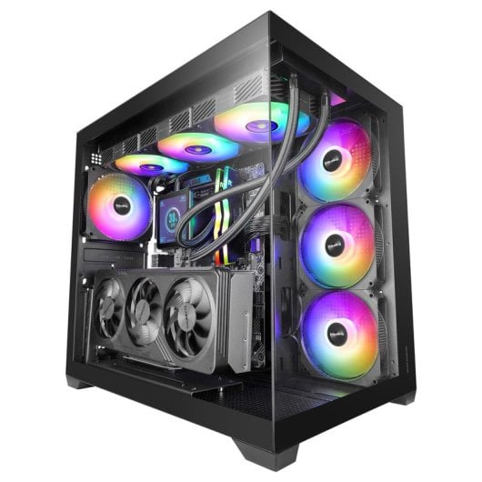 Mars Gaming Mcv5, Caja Pc Atx, Cristal Templado Panorámico, 4x Ventiladores Argb 120mm Negro