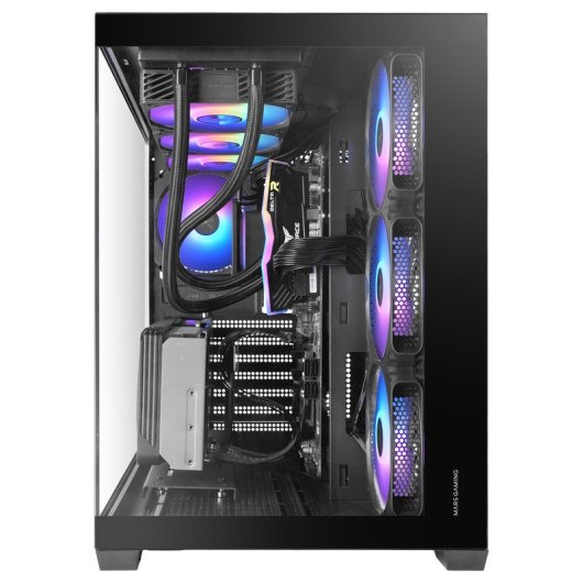 Mars Gaming Mcv5, Caja Pc Atx, Cristal Templado Panorámico, 4x Ventiladores Argb 120mm Negro