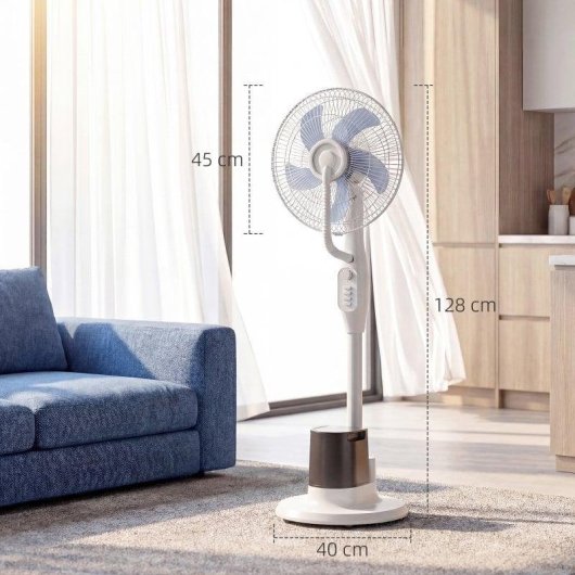 Homcom Ventilador Nebulizador 90w Oscilación De 70° 3 Velocidades Blanco