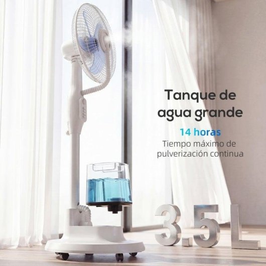 Homcom Ventilador Nebulizador 90w Oscilación De 70° 3 Velocidades Blanco