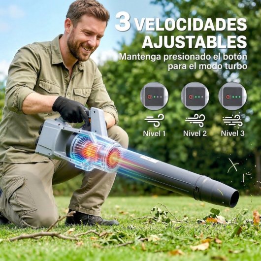 Outsunny Soplador De Hojas Sin Cable 36v Con 2 Baterías 4.0ah Y Cargador Gris