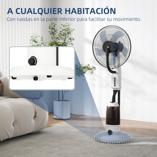 Homcom Ventilador Nebulizador Oscilante 90w Tanque 2,8l 3 Velocidades Blanco