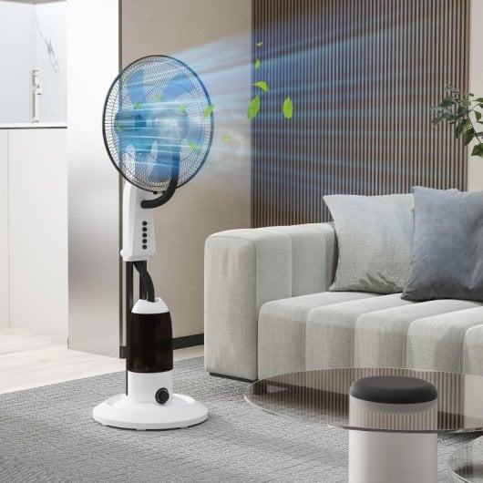 Homcom Ventilador Nebulizador Oscilante 90w Tanque 2,8l 3 Velocidades Blanco