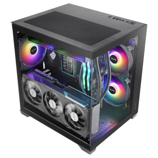 Mars Gaming Mc-view3 Caja  Microatx Cristal Templado Panorámico 3x Ventiladores Argb 120mm Negro