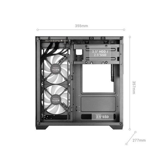 Mars Gaming Mc-view3 Caja  Microatx Cristal Templado Panorámico 3x Ventiladores Argb 120mm Negro