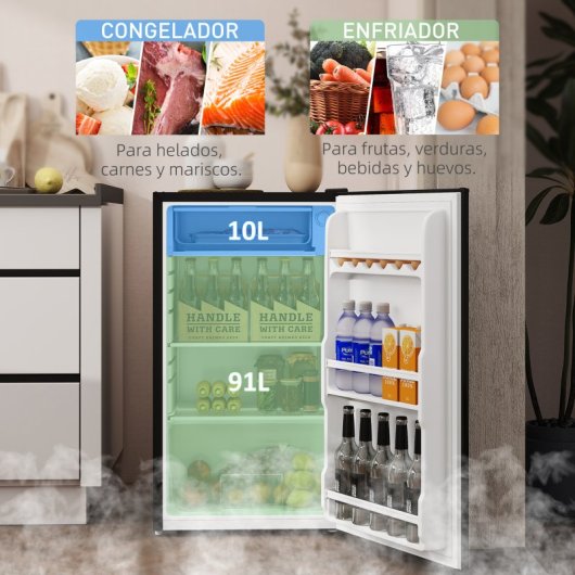 Homcom Nevera Pequeña Congelador 91l Silencioso Temperatura Regulable Negro