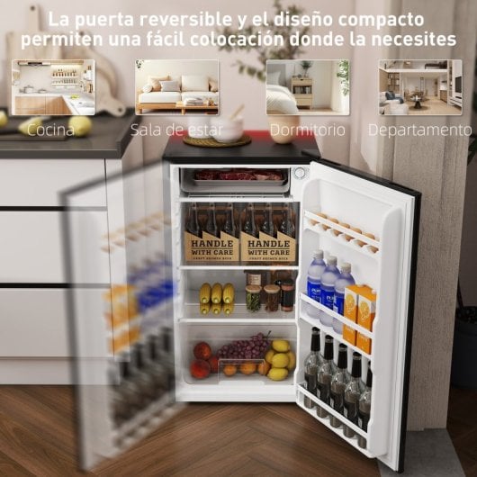 Homcom Nevera Pequeña Congelador 91l Silencioso Temperatura Regulable Negro