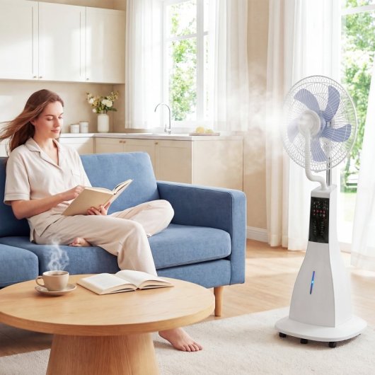 Homcom Ventilador Nebulizador 90w Oscilación De 75° 3 Velocidades Blanco