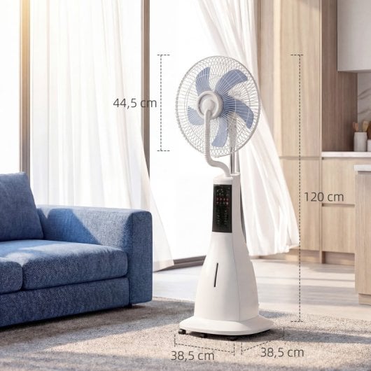 Homcom Ventilador Nebulizador 90w Oscilación De 75° 3 Velocidades Blanco