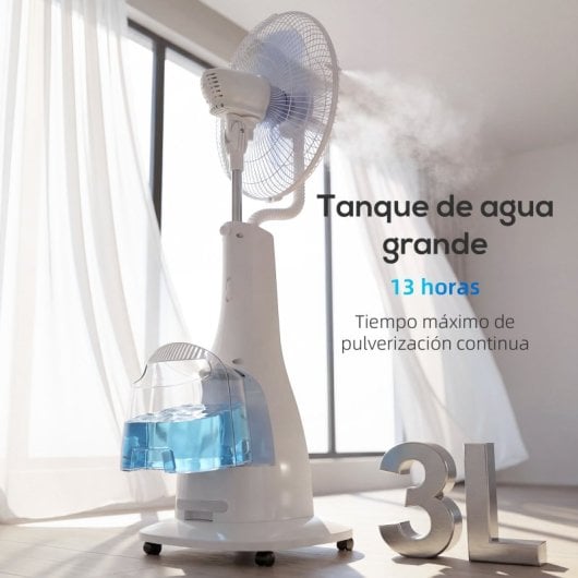 Homcom Ventilador Nebulizador 90w Oscilación De 75° 3 Velocidades Blanco