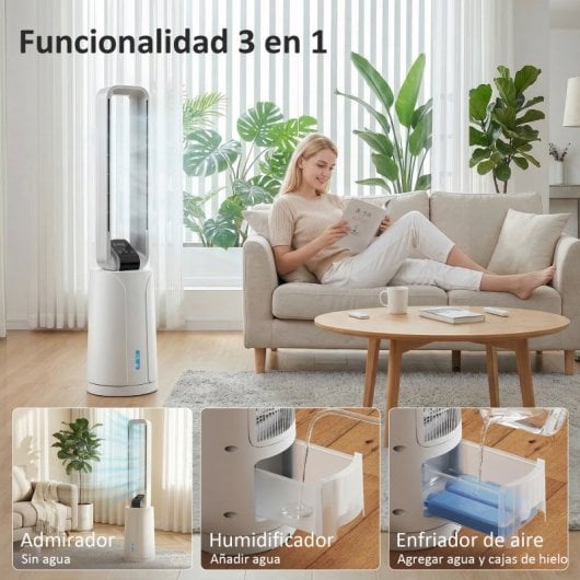 Homcom Climatizador Evaporativo 3 En 1 90 W Depósito De 1,7l Blanco