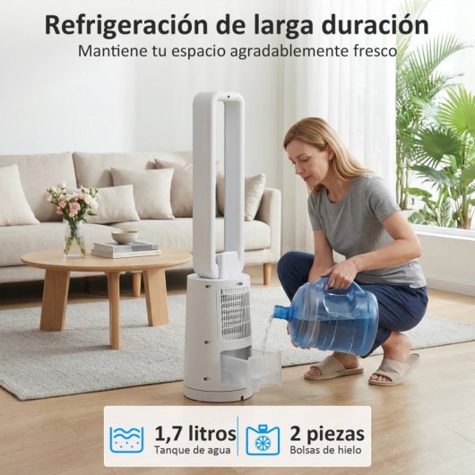 Homcom Climatizador Evaporativo 3 En 1 90 W Depósito De 1,7l Blanco