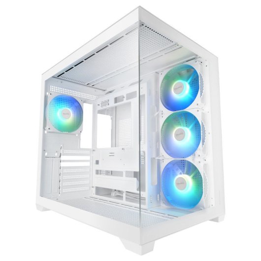Mars Gaming Mcv5, Caja Pc Atx, Cristal Templado Panorámico, 4x Ventiladores Argb 120mm Blanco