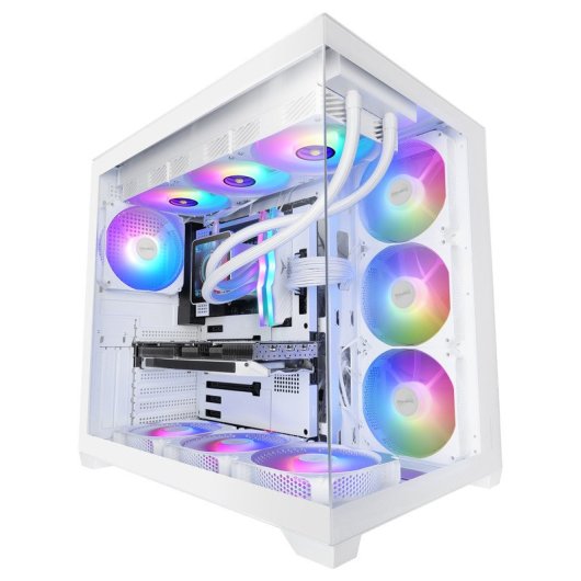Mars Gaming Mcv5, Caja Pc Atx, Cristal Templado Panorámico, 4x Ventiladores Argb 120mm Blanco