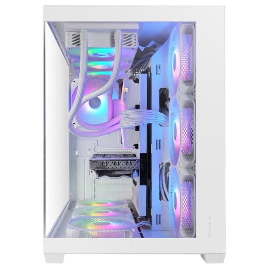 Mars Gaming Mcv5, Caja Pc Atx, Cristal Templado Panorámico, 4x Ventiladores Argb 120mm Blanco