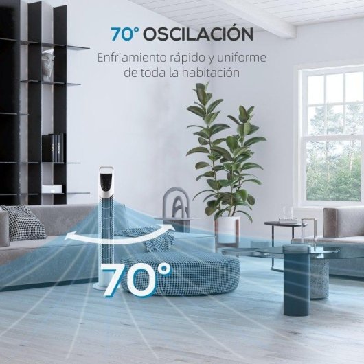 Homcom Ventilador De Torre Oscilante 40w Con Mando A Distancia Ø18x78,5cm Plata