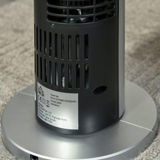 Homcom Ventilador De Torre Oscilante 40w Con Mando A Distancia Ø18x78,5cm Plata