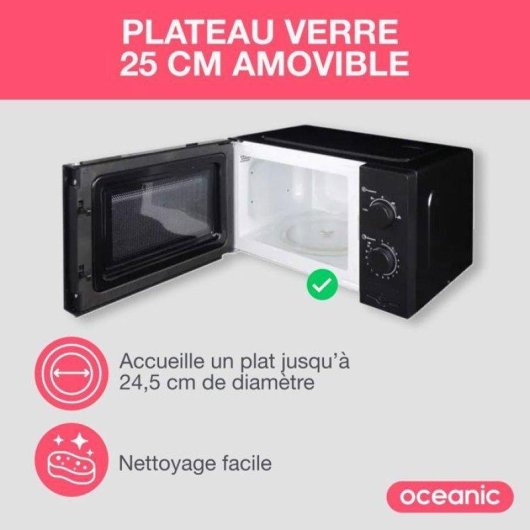 Microonde Oceanic MO20B11 20L 700W Scongelamento Timer 35min Nero