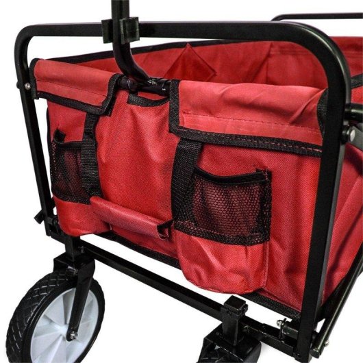 Carretilla de Jardín MonsterShop Plegable Roja 70 kg con Funda Impermeable