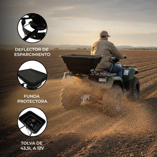 Esparcidor MonsterShop para ATV 43,5L 12V Tolva Polietileno Regulable