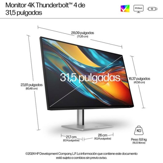 Monitor PC HP Serie 7 Pro 31,5" UltraHD 4K 60Hz IPS Black Thunderbolt 4 Regolabile in altezza