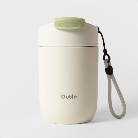 Vaso de viaje Outin Blanco Arena 350 ml acero inoxidable 316L compacto
