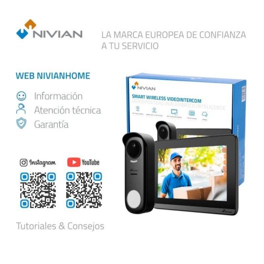 Videoportero WiFi Nivian Pantalla 7” Full HD Visión Nocturna