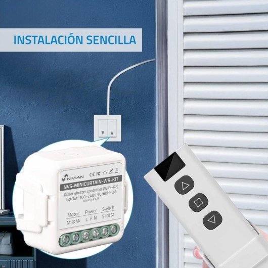 Central de Domótica Nivian Mini Curtain Switch Wifi Controle por Voz Alexa Google RF