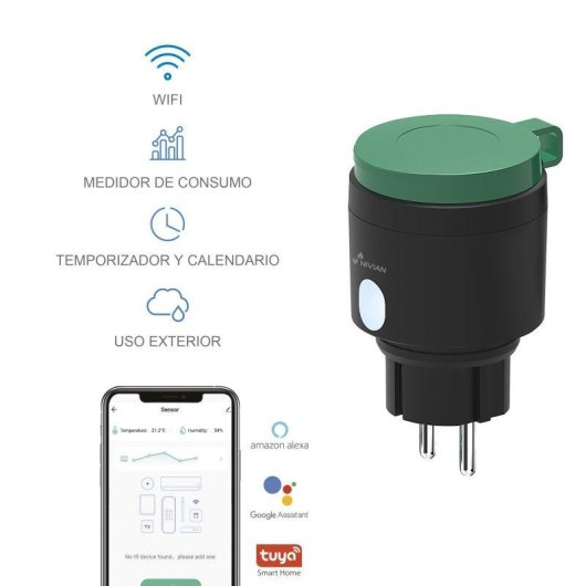 Enchufe Inteligente Nivian Wifi Control por Voz y Estadísticas de consumo
